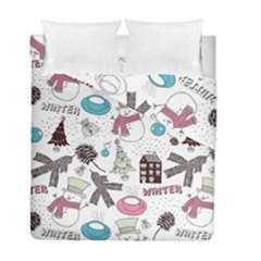 Christmas Themed Collage Winter House New Year Duvet Cover Double Side (full/ Double Size) by Grandong