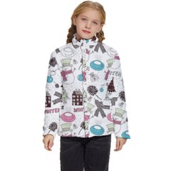 Christmas Themed Collage Winter House New Year Kids  Puffer Bubble Jacket Coat