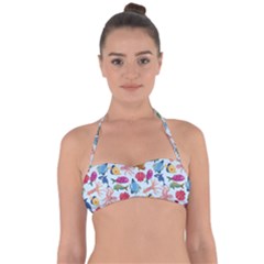 Sea Creature Themed Artwork Underwater Background Pictures Tie Back Bikini Top by Grandong