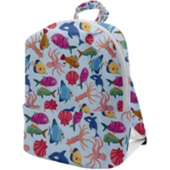 Sea Creature Themed Artwork Underwater Background Pictures Zip Up Backpack by Grandong