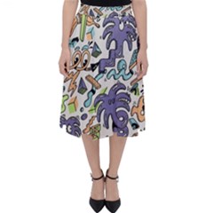 Purple Orange Green Blue Cartoon Classic Midi Skirt by Grandong