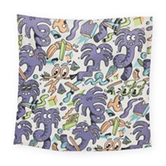 Purple Orange Green Blue Cartoon Square Tapestry (large) by Grandong