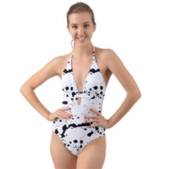 Monochrome Mirage  Halter Cut-out One Piece Swimsuit by dflcprintsclothing