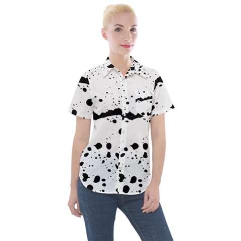 Monochrome Mirage  Women s Short Sleeve Pocket Shirt by dflcprintsclothing