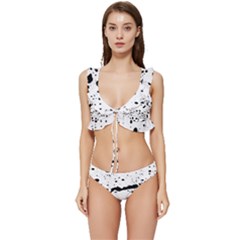 Monochrome Mirage  Low Cut Ruffle Edge Bikini Set by dflcprintsclothing