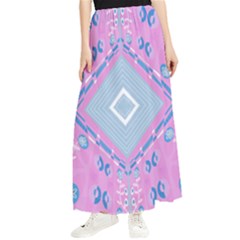 Bohemian Chintz Illustration Pink Blue White Maxi Chiffon Skirt by Mazipoodles