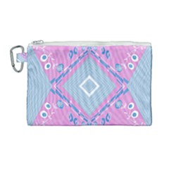 Bohemian Chintz Illustration Pink Blue White Canvas Cosmetic Bag (large) by Mazipoodles