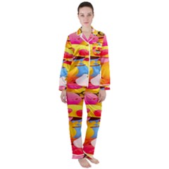 Wallpaper Emoji Women s Long Sleeve Satin Pajamas Set	