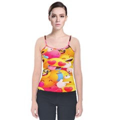 Wallpaper Emoji Velvet Spaghetti Strap Top by artworkshop