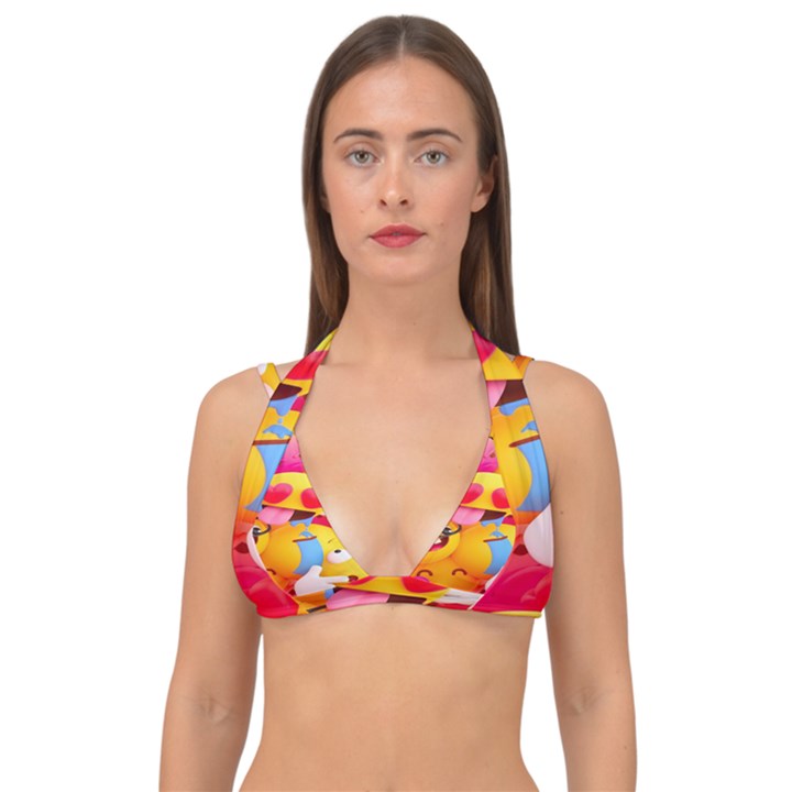 Wallpaper Emoji Double Strap Halter Bikini Top