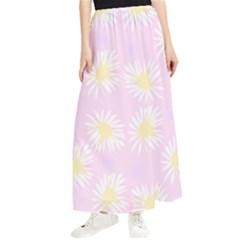 Mazipoodles Bold Daisies Pink Maxi Chiffon Skirt by Mazipoodles