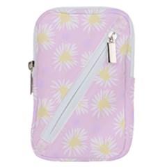 Mazipoodles Bold Daisies Pink Belt Pouch Bag (large) by Mazipoodles