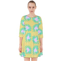 Mazipoodles Bold Daises Yellow Smock Dress by Mazipoodles