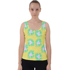 Mazipoodles Bold Daises Yellow Velvet Tank Top by Mazipoodles