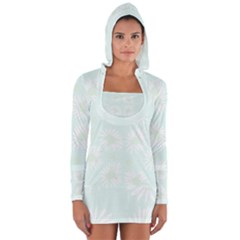 Mazipoodles Bold Daisies Spearmint Long Sleeve Hooded T-shirt by Mazipoodles