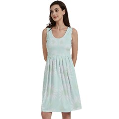 Mazipoodles Bold Daisies Spearmint Classic Skater Dress by Mazipoodles