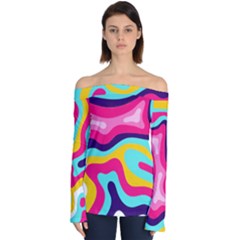 Multicolored Off Shoulder Long Sleeve Top by Intrinketly777