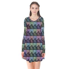 Inspirational Think Big Concept Pattern Long Sleeve V-neck Flare Dress by dflcprintsclothing