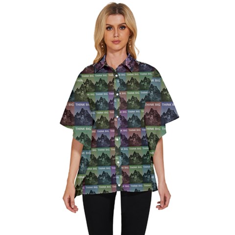 Inspirational Think Big Concept Pattern Women s Batwing Button Up Shirt by dflcprintsclothing