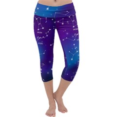 Realistic Night Sky With Constellations Capri Yoga Leggings by Cowasu