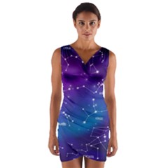 Realistic Night Sky With Constellations Wrap Front Bodycon Dress by Cowasu