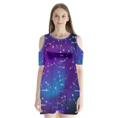 Realistic Night Sky With Constellations Shoulder Cutout Velvet One Piece by Cowasu