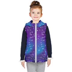 Realistic Night Sky With Constellations Kids  Hooded Puffer Vest by Cowasu