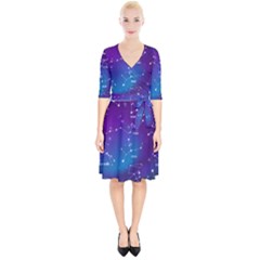 Realistic Night Sky With Constellations Wrap Up Cocktail Dress by Cowasu