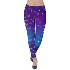 Realistic Night Sky With Constellations Velvet Leggings by Cowasu