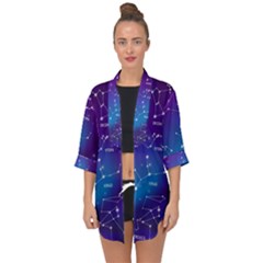 Realistic Night Sky With Constellations Open Front Chiffon Kimono by Cowasu