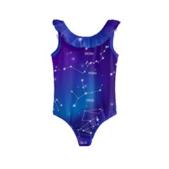 Realistic Night Sky With Constellations Kids  Frill Swimsuit by Cowasu