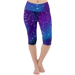 Realistic Night Sky With Constellations Lightweight Velour Cropped Yoga Leggings by Cowasu