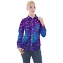 Realistic Night Sky With Constellations Women s Long Sleeve Pocket Shirt View1