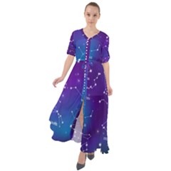 Realistic Night Sky With Constellations Waist Tie Boho Maxi Dress by Cowasu