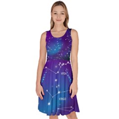 Realistic Night Sky With Constellations Knee Length Skater Dress With Pockets by Cowasu