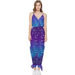 Realistic Night Sky With Constellations Sleeveless Tie Ankle Chiffon Jumpsuit by Cowasu