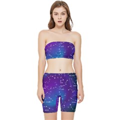 Realistic Night Sky With Constellations Stretch Shorts And Tube Top Set by Cowasu