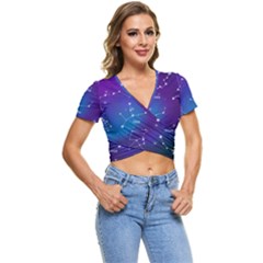 Realistic Night Sky With Constellations Short Sleeve Foldover Tee by Cowasu