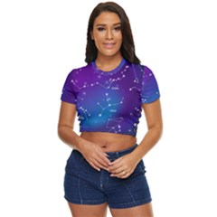 Realistic Night Sky With Constellations Side Button Cropped Tee by Cowasu