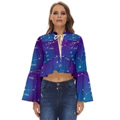 Realistic Night Sky With Constellations Boho Long Bell Sleeve Top by Cowasu