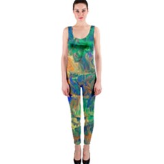 Blue On Green Flow One Piece Catsuit