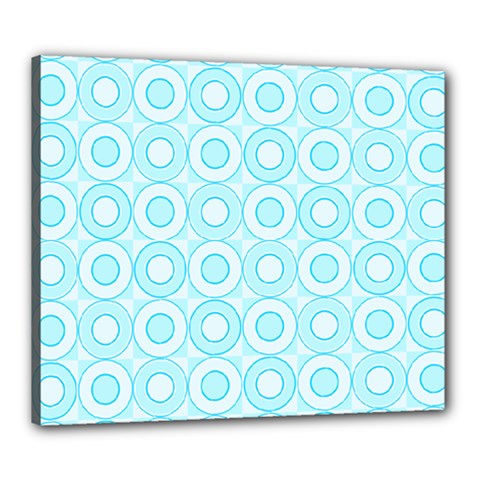 Mazipoodles Baby Blue Check Donuts Canvas 24  X 20  (stretched) by Mazipoodles