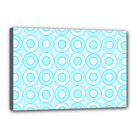 Mazipoodles Baby Blue Check Donuts Canvas 18  X 12  (stretched) by Mazipoodles