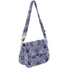 Blue Biro Arabesque Saddle Handbag by kaleidomarblingart