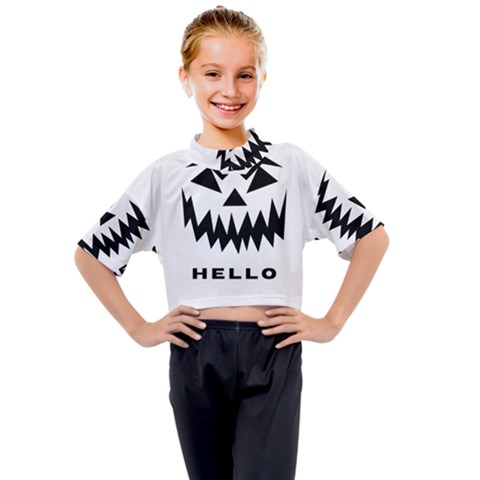 Hello Black And White T-shirt Design Kids Mock Neck Tee by Naina
