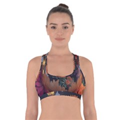 Crocodile Vs Monkey Watercolor 1 Dreamshaper V7 3d Floral 0 Cross Back Sports Bra by mohdmosin2535