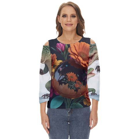 Crocodile Vs Monkey Watercolor 1 Dreamshaper V7 3d Floral 0 Cut Out Wide Sleeve Top by mohdmosin2535