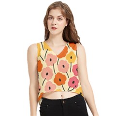 Floral Pattern Shawl V-neck Cropped Tank Top