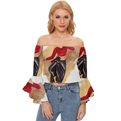 Dance New Off Shoulder Flutter Bell Sleeve Top