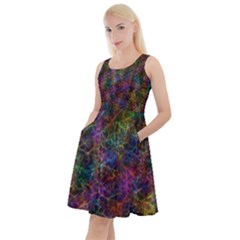 Colorful Ripples Knee Length Skater Dress With Pockets by GensCreations